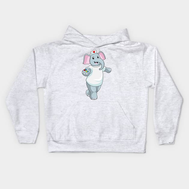 Elephant as Nurse with Medicine Kids Hoodie by Markus Schnabel